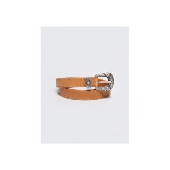 Curea de piele cu motive florale gravate Gitta