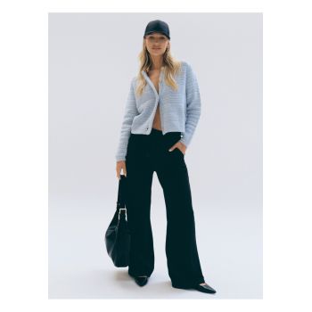 Pantaloni cu talie inalta si croiala ampla Mabel - Negru