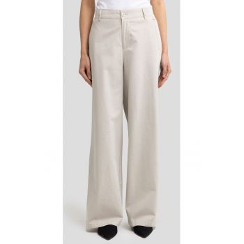 Pantaloni din amestec de in cu croiala ampla Maryliana - Alb