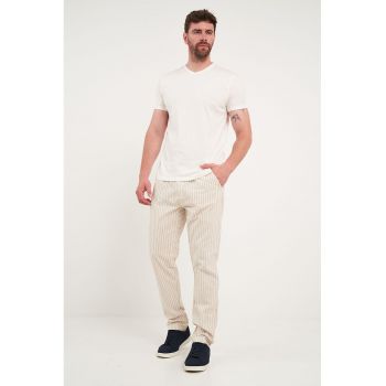 Pantaloni din bumbac cu model in dungi