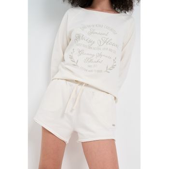 Pantaloni scurti din amestec de bumbac cu snururi