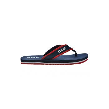 Papuci flip-flop din material textil cu detaliu logo