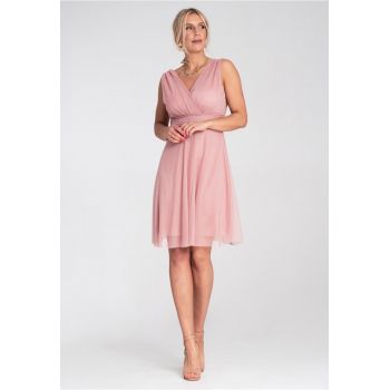 Rochie de cocktail  eleganta - din plasa - roz -