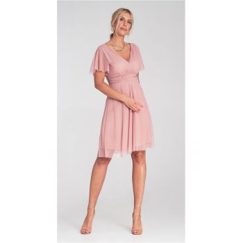 Rochie de petrecere -  M1206 - roz - din plasa -