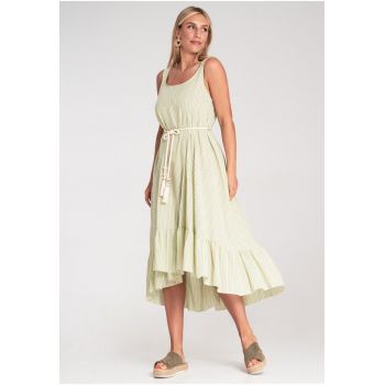 Rochie de vara -  cu dungi - bretele subtiri - verde - material usor -