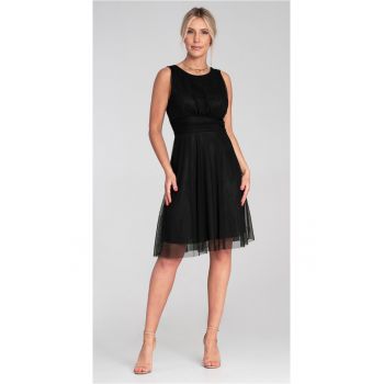 Rochie  eleganta - decolteu la spate - din plasa - neagra - ieftina