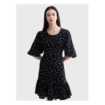 Rochie evazata cu imprimeu floral Bryana - Negru