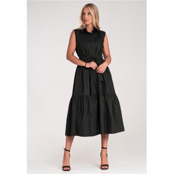 Rochie lunga  eleganta - fara maneci - neagra - pentru vara - ieftina