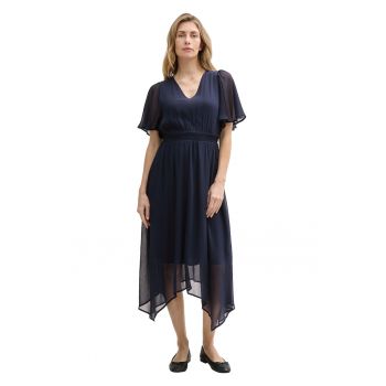 Rochie midi de sifon cu maneci butterfly