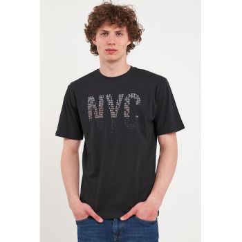 Tricou de bumbac cu imprimeu text