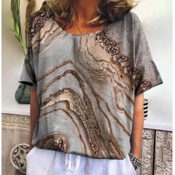 Bluza cu design modern, de dama, maneca scurta, model 76, marime XL