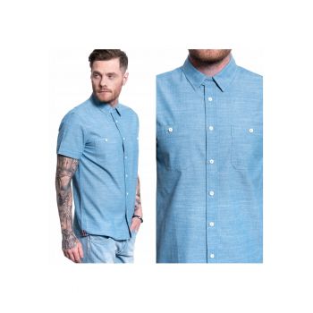 Camasa Barbati -  Chris Slub Chambray - Croiala Regulara - Nasturi - 2 Buzunare - 100% Bumbac - Albastru Deschis
