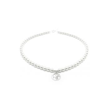 Colier cu Perle Preciosa albe si pandantiv Luna si Soare din Argint 925 - reglabil 39-42 cm - perle 6mm - dama