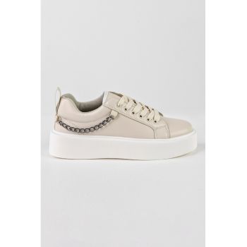 Pantofi sport flatform de piele ecologica