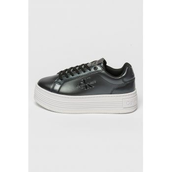 Pantofi sport flatform de piele si piele ecologica