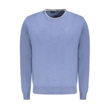 Pulover barbati - cu mini logo brodat - Regular fit - Albastru deschis -