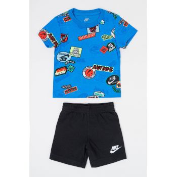 Set de tricou cu imprimeu grafic si pantaloni scurti
