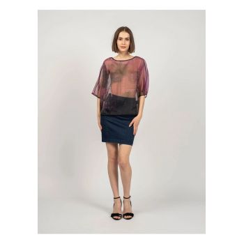 Bluza transparenta cu maneci medii - Mov - S