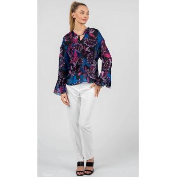 Bluza vaporoasa cu imprimeu floral - Azur - 34