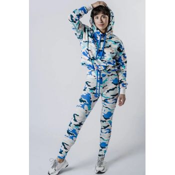 Colanti slim fit cu imprimeu camuflaj -