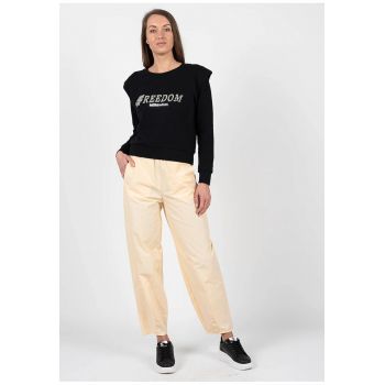 Pantaloni crop cu talie inalta -