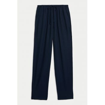 Pantaloni din amestec de in cu snur