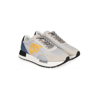 Pantofi sport cu design colorblock si garnituri din piele -