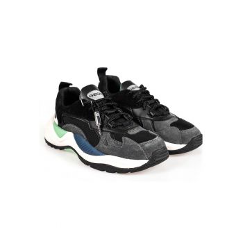 Pantofi sport cu garnituri de plasa si piele intoarsa  T02 A -