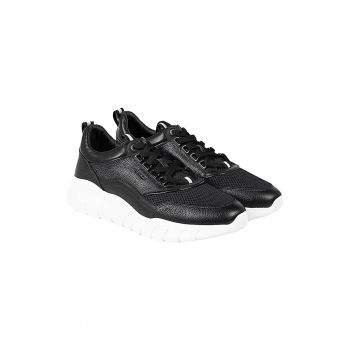 Pantofi sport din piele cu insertii textile -