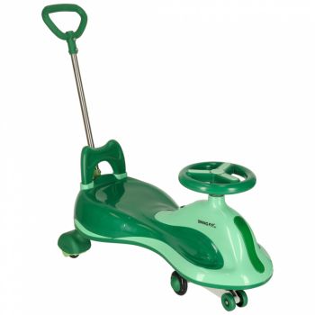 PlasmaCar SwingFix S2 Green cu maner parental,lumini LED,Roti silentioase din cauciuc,Centura de siguranta,de la 3 ani