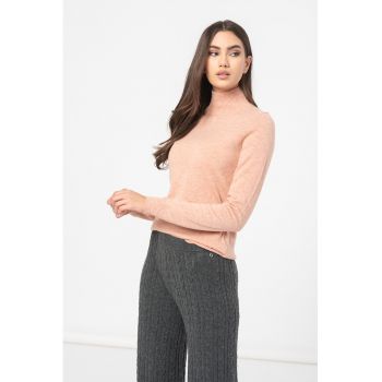 Pulover din amestec de lana si casmir cu margini striate