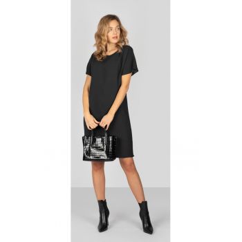 Rochie cu decolteu la baza gatului - Negru - 34