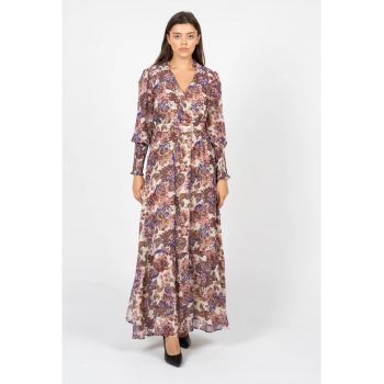Rochie cu imprimeu floral si decolteu in v - 36