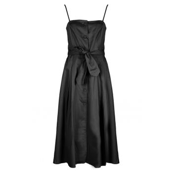 Rochie evazata cu decolteu patrat - Negru - 40