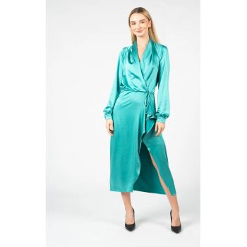 Rochie midi cu aspect satinat - 42