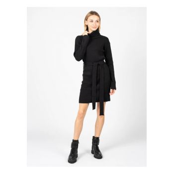 Rochie pulover cu cordon in talie -