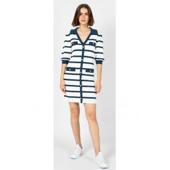 Rochie scurta in dungi cu decolteu in V -