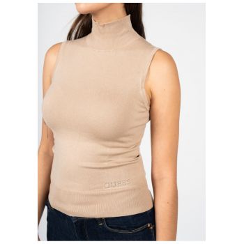 Top din jerseu cu guler inalt -