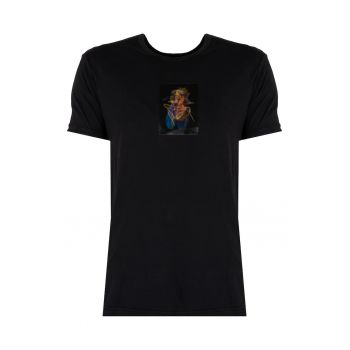 Tricou din bumbac cu decolteu la baza gatului -
