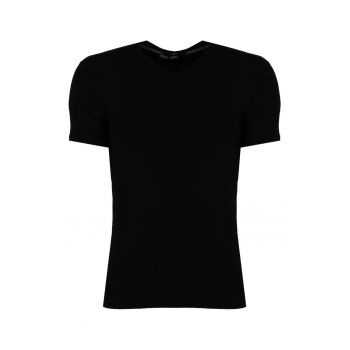 Tricou slim fit cu decolteu in V -