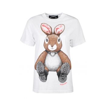 Tricou unisex cu imprimeu cu iepure -
