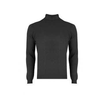 Bluza cu guler inalt din bumbac tricotat fin