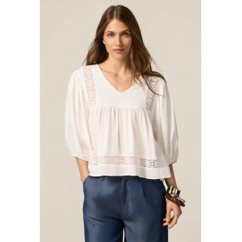 Bluza din amestec de bumbac cu maneci medii