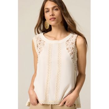Bluza fara maneci cu broderie