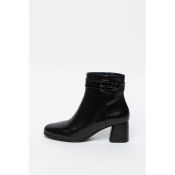 Botine de piele cu toc Calinda