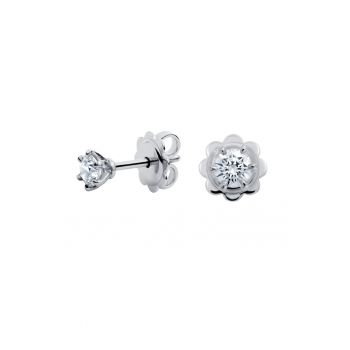 Cercei aur - diamante naturale 0.40 ct -  Argintiu