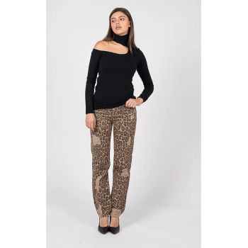 Gaia Pantaloni cu imprimeu si rupturi decorative -