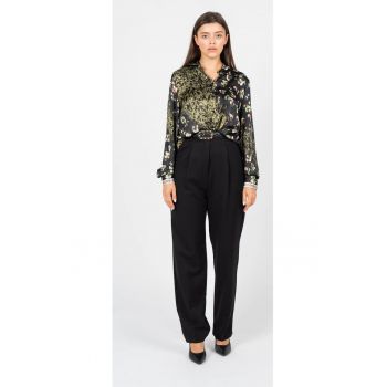 Pantaloni lejeri cu talie inalta - Negru - 36