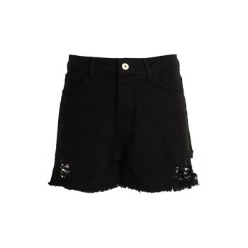 Pantaloni scurti din denim cu aspect deteriorat -