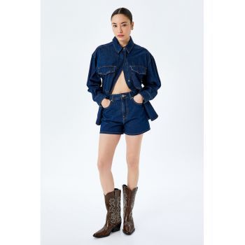 Pantaloni scurti din denim cu talie inalta